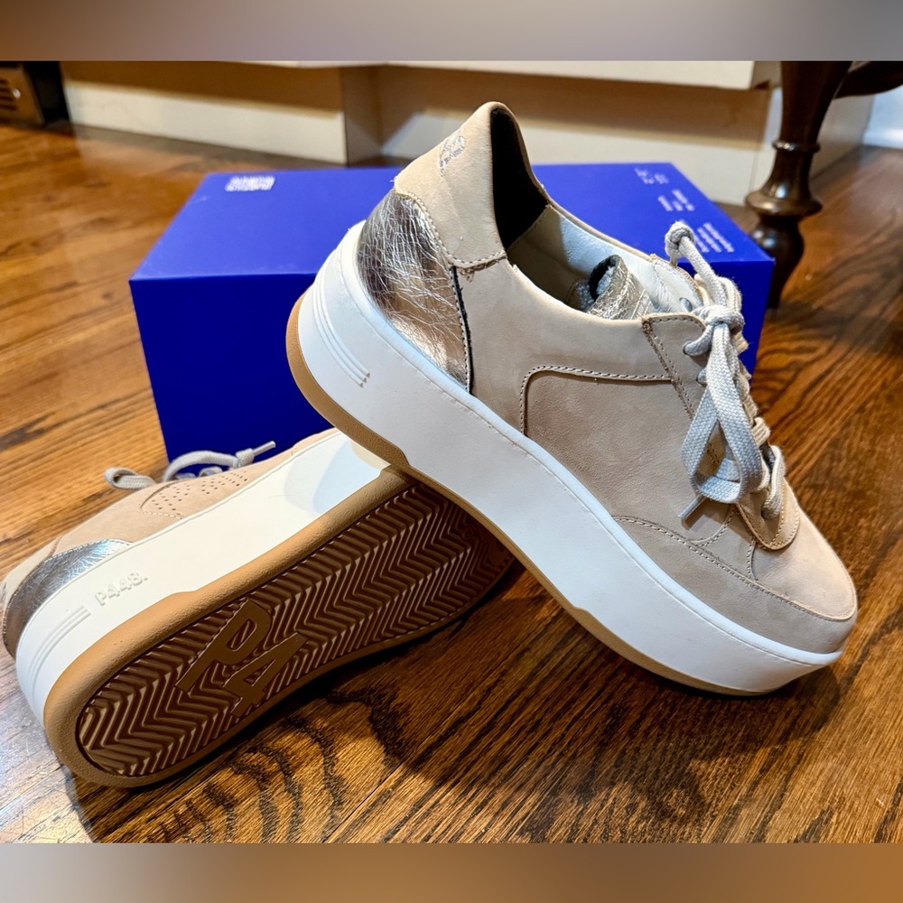 P448 EMPIRE - Neutral Beige Platform Sneakers EU Size 37 - Picture 3 of 15
